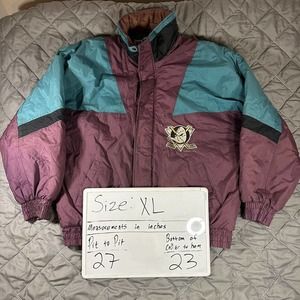 Vintage Chalk Line Anaheim Mighty Ducks Jacket Mens XL Purple NHL Hockey Puffer